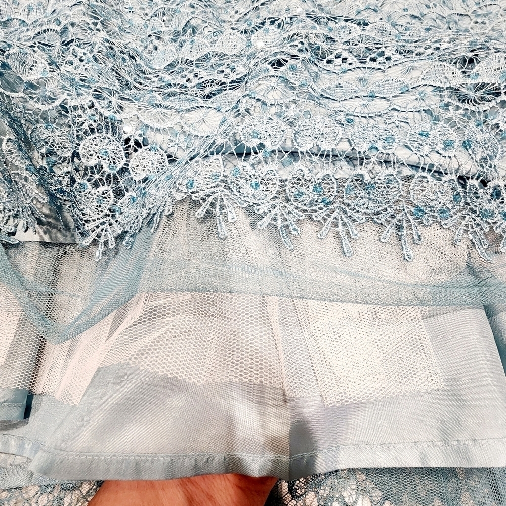 Adrianna Papell Blue Lace Mini Dress - Picture 7 of 14